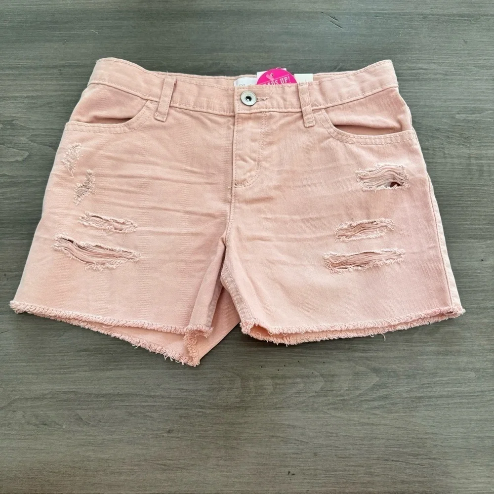 The Children”s Place girls pink destroyed shorts raw hem size 10 NWT